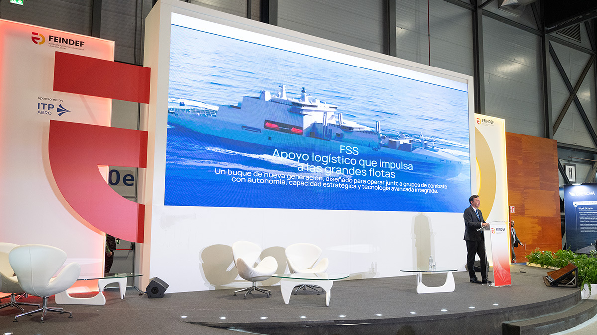 Ricardo Domínguez García-Baquero, presidente de Navantia, en la feria de defensa FEINDEF - PHOTO/ATALAYAR/GUILLERMO LÓPEZ