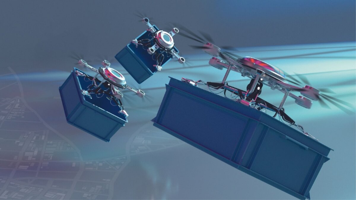 Drones con contenedores de plástico