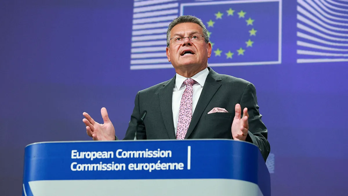 <p>El comisario europeo de Comercio, Maros Sefcovic - REUTERS/ YVES HERMAN</p>

