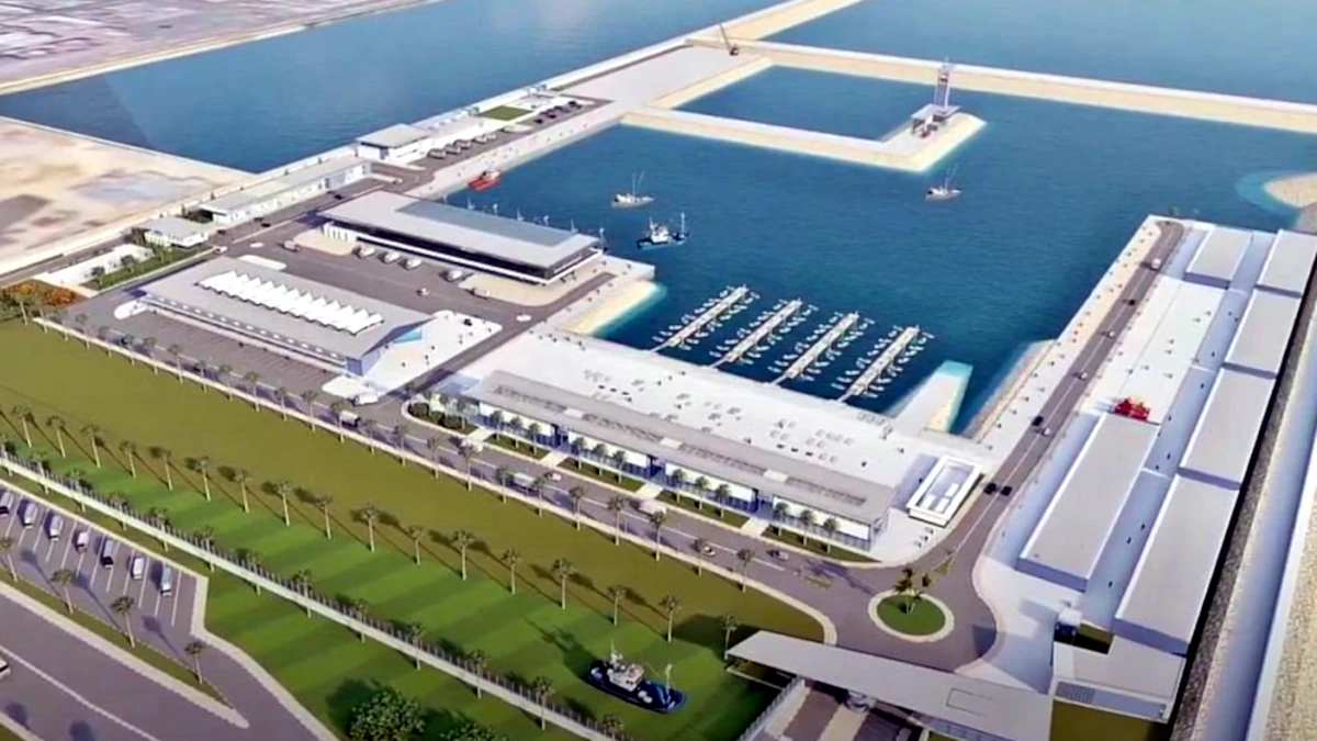 Vista aérea del render en 3D de las instalaciones del nuevo Complejo Portuario de Casablanca - PHOTO/REDES SOCIALES