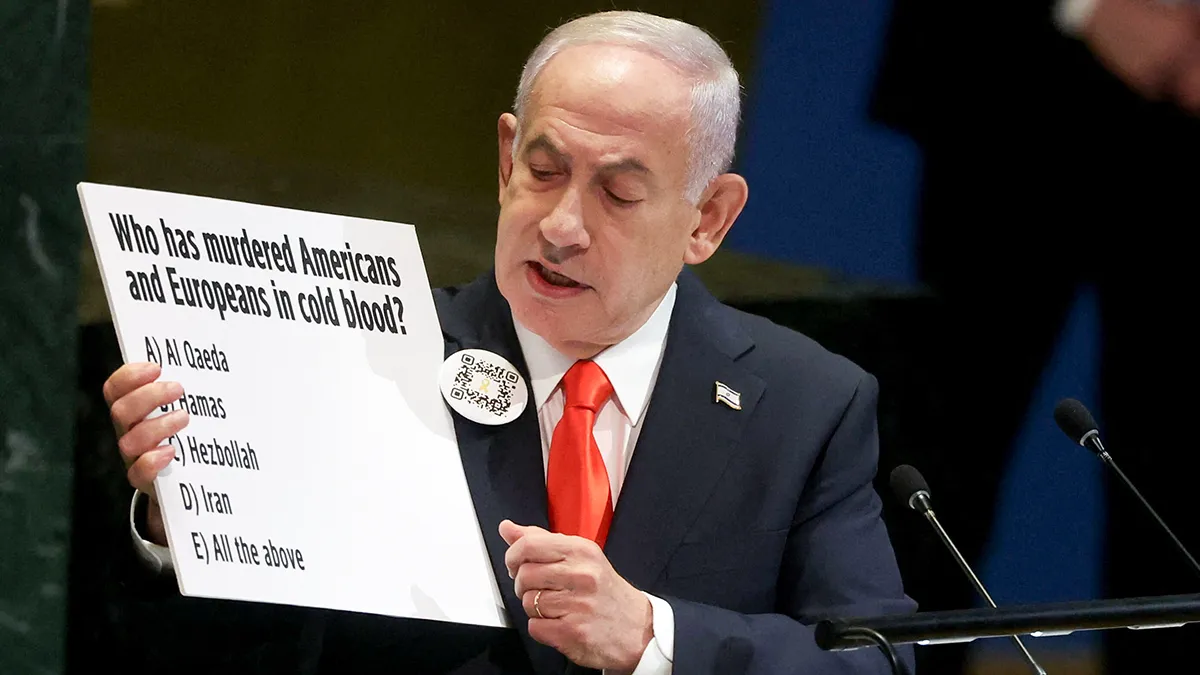 <p>El primer ministro israelí, Benjamin Netanyahu, se dirige a la 80.ª Asamblea General de las Naciones Unidas (AGNU) en la sede de la ONU en la ciudad de Nueva York, EE. UU., el 26 de septiembre de 2025 - REUTERS/ SHANNON STAPLETON</p>
