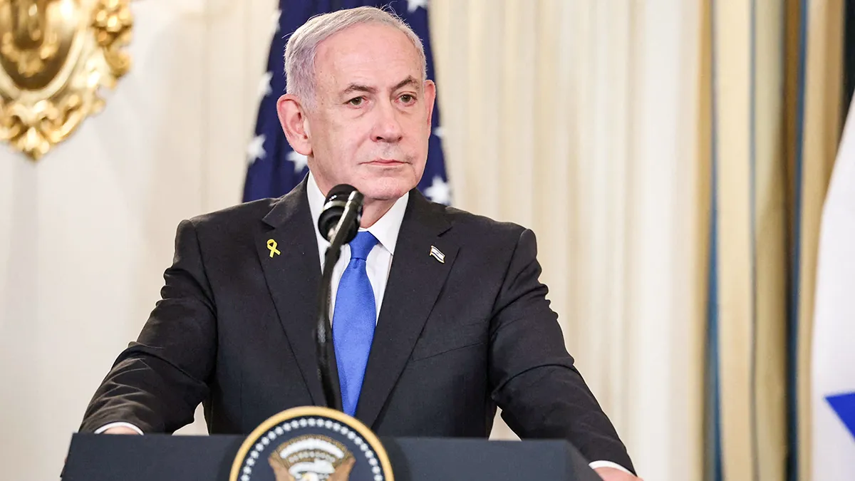 <p>El primer ministro israelí, Benjamín Netanyahu, participa en una conferencia de prensa con el presidente estadounidense, Donald Trump, en el Comedor de Estado de la Casa Blanca en Washington, D. C., el 29 de septiembre de 2025 - REUTERS/ JOHATHAN ERNST</p>
