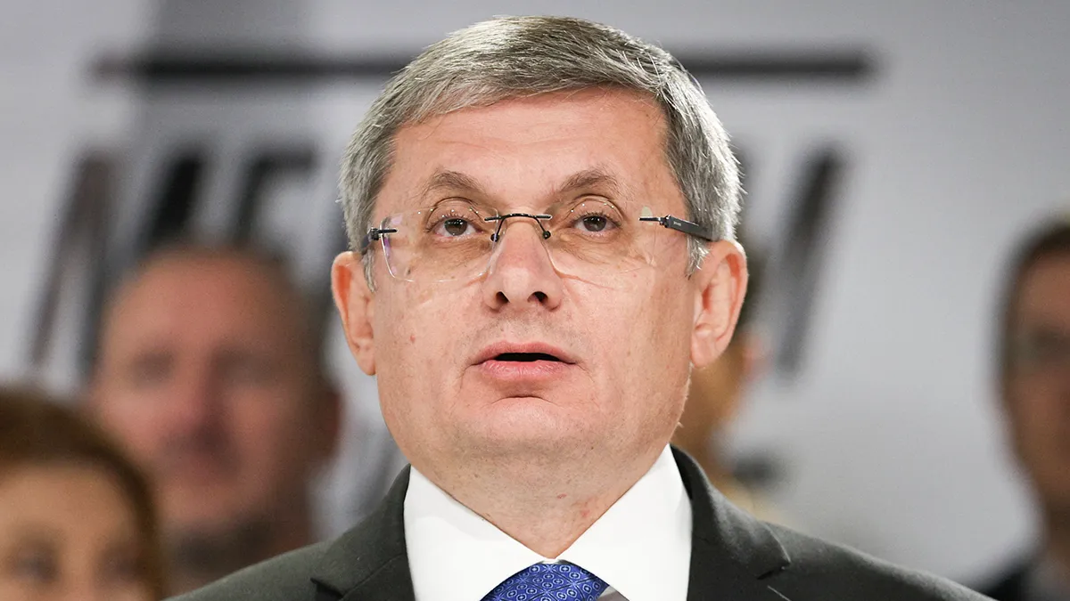 <p>Igor Grosu, presidente del Parlamento y presidente del Partido de Acción y Solidaridad (PAS), hace una declaración en la sede del partido tras el anuncio de los resultados de las elecciones parlamentarias, en Chisinau, Moldavia, el 29 de septiembre de 2025 - REUTERS/ VLADISLAV CULIOMZA</p>

