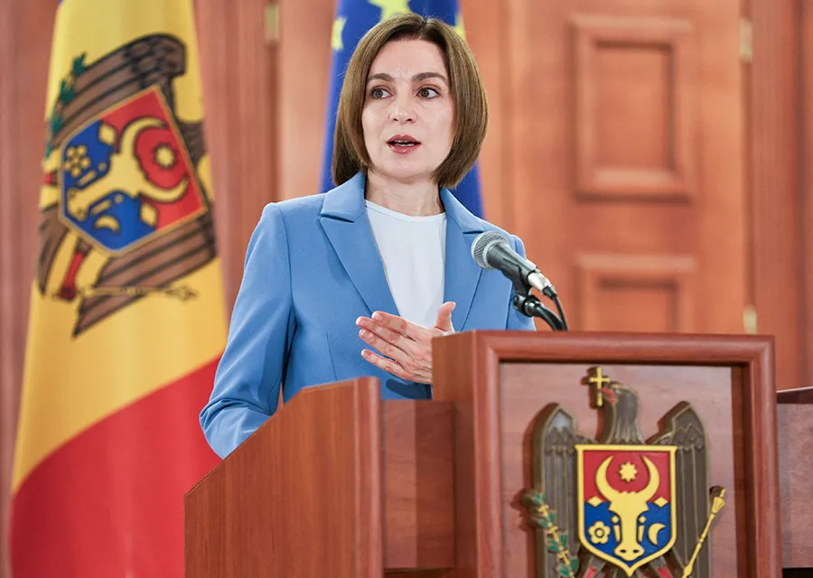 <p>La presidenta moldava, Maia Sandu, asiste a una conferencia de prensa tras el anuncio de los resultados de las elecciones parlamentarias, en Chisinau, Moldavia, el 29 de septiembre de 2025 - REUTERS/ VLADISLAV CULIOMZA </p>
