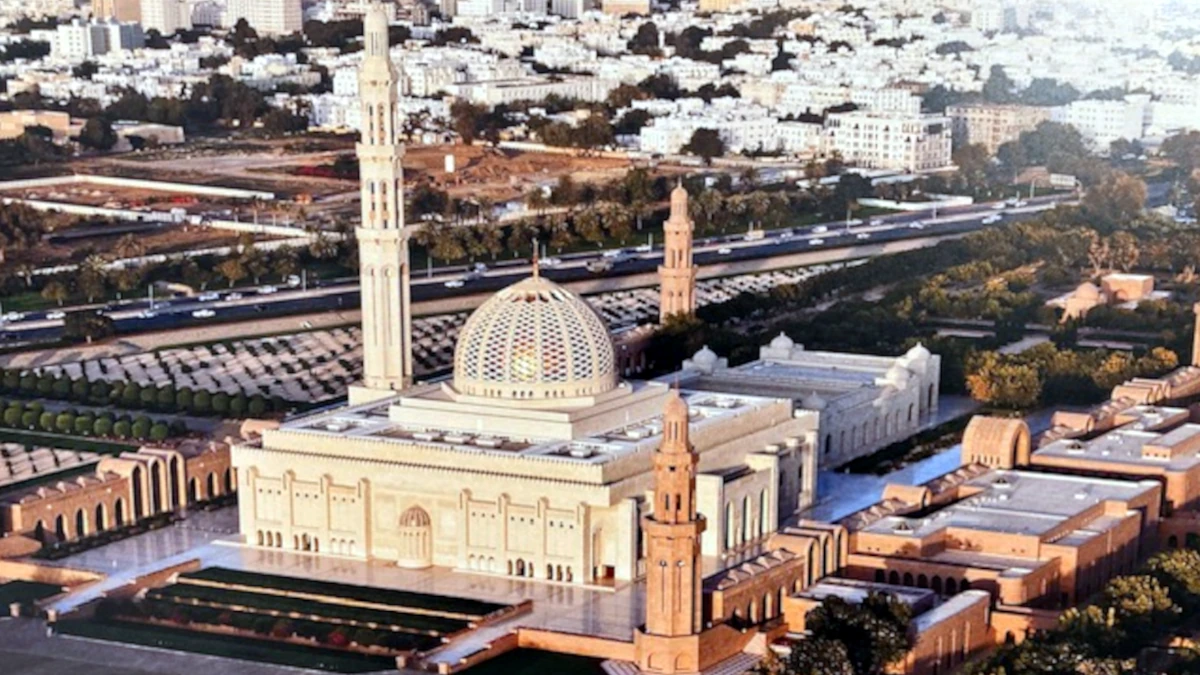 Vista aérea de la Mezquita de Sultán Qaabos en Omán - PHOTO/PEDRO GONZÁLEZ