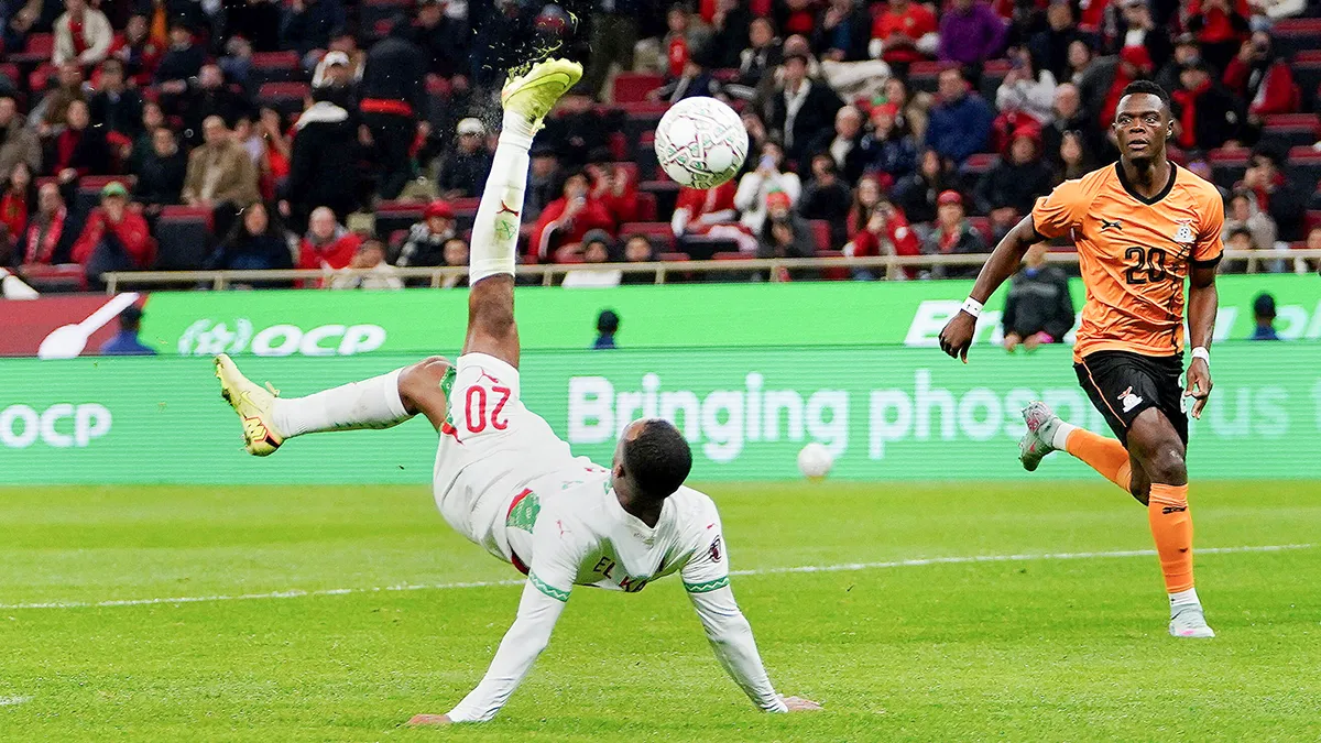 <p paraid="118496498" paraeid="{d16118c8-458d-4c84-90ff-1ad0523417ea}{127}">Ayoub El Kaabi, de Marruecos, marca el tercer gol de su equipo - PHOTO/ REUTERS </p>
