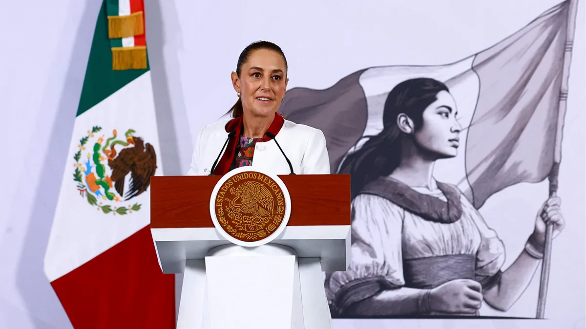 <p>Claudia Sheinbaum, durante su conferencia matutina, tras las advertencias de Donald Trump sobre posibles acciones militares contra México y Colombia por el tráfico de drogas, en el Palacio Nacional, en Ciudad de México, México, el 5 de enero de 2026 - REUTERS/ RAQUEL CUNHA</p>
