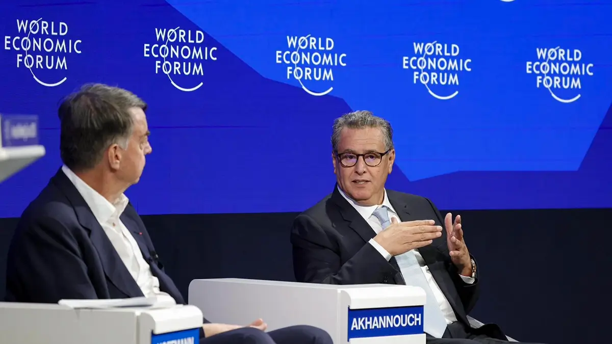 Aziz Akhannouch, primer ministro de Marruecos, durante su intervención en el Foro de Davos - PHOTO/PRESIDENCIA DE MARRUECOS