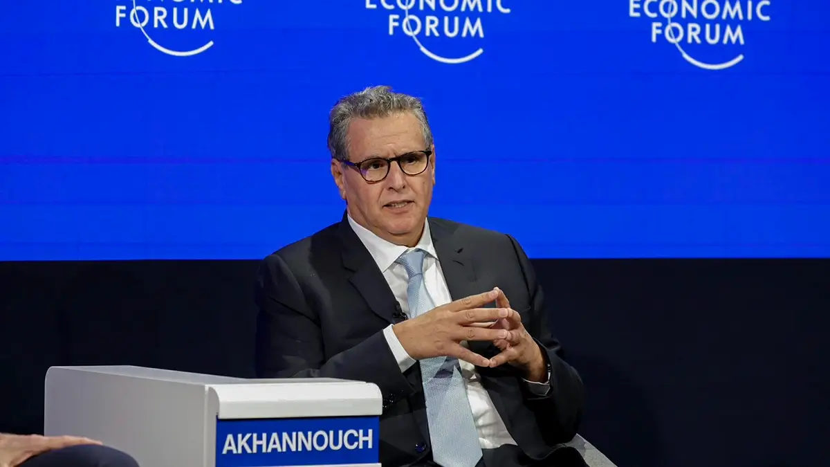 Aziz Akhannouch, primer ministro de Marruecos, durante su intervención en el Foro de Davos - PHOTO/PRESIDENCIA DE MARRUECOS