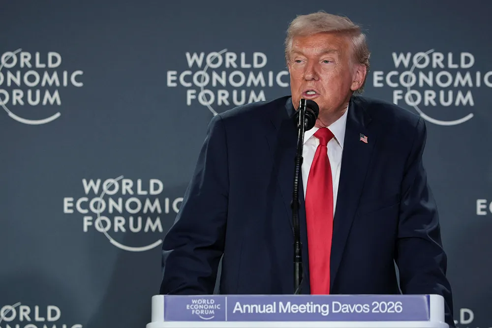 <p>El presidente de los Estados Unidos, Donald Trump, en el 56º Foro Económico Mundial (FEM) anual, en Davos, Suiza, el 21 de enero de 2026 - REUTERS/ JONATHAN ERNST</p>
