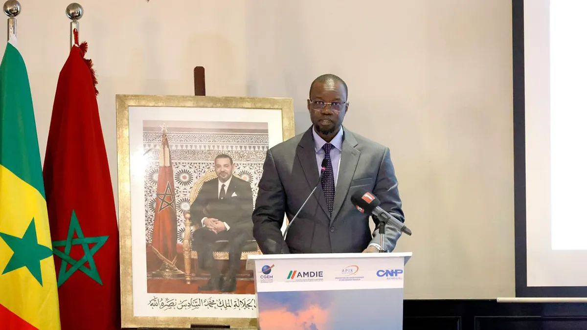 Ousmane Sonko en el evento económico entre Senegal y Marruecos de la CGEM