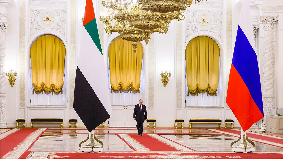 <p>El presidente ruso, Vladimir Putin, llega a una ceremonia de bienvenida con el presidente de la UAEs, Sheikh Mohammed bin Zayed Al Nahyan, en el Kremlin en Moscú, Rusia, el 29 de enero de 2026 - Maxim Shipenkov / via REUTERS</p>
