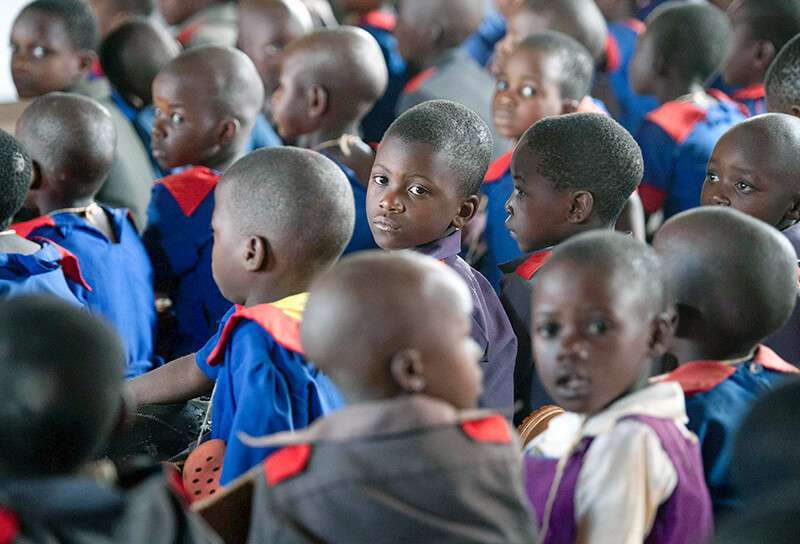 Niños en la escuela primaria Chipala, en Lilongwe, capital de Malawi