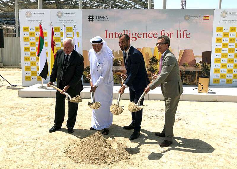 El secretario de Estado de Asuntos Exteriores Fernando Valenzuela en la ceremonia de colocación de la primera piedra del pabellón español en la Expo Dubai 2020