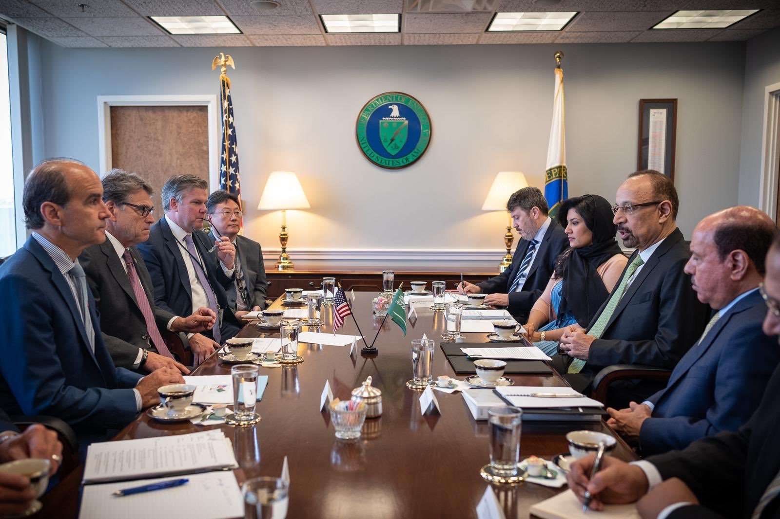 Reunión de las delegaciones de Arabia Saudí y Estados Unidos en Washington, el 6 de agosto de 2019.